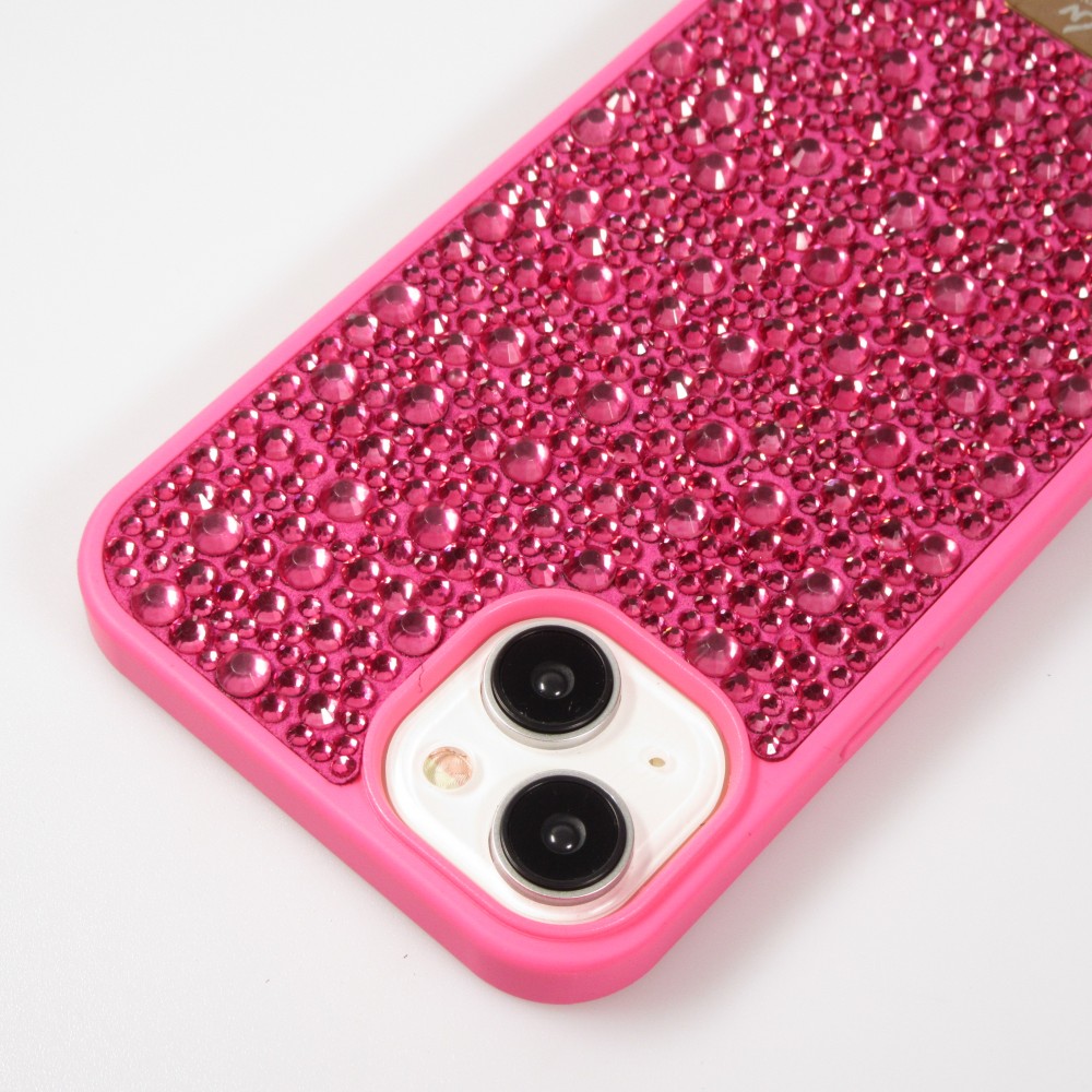 iPhone 15 Plus Case Hülle - Glitzer Diamant The Bling World - Dunkelrosa