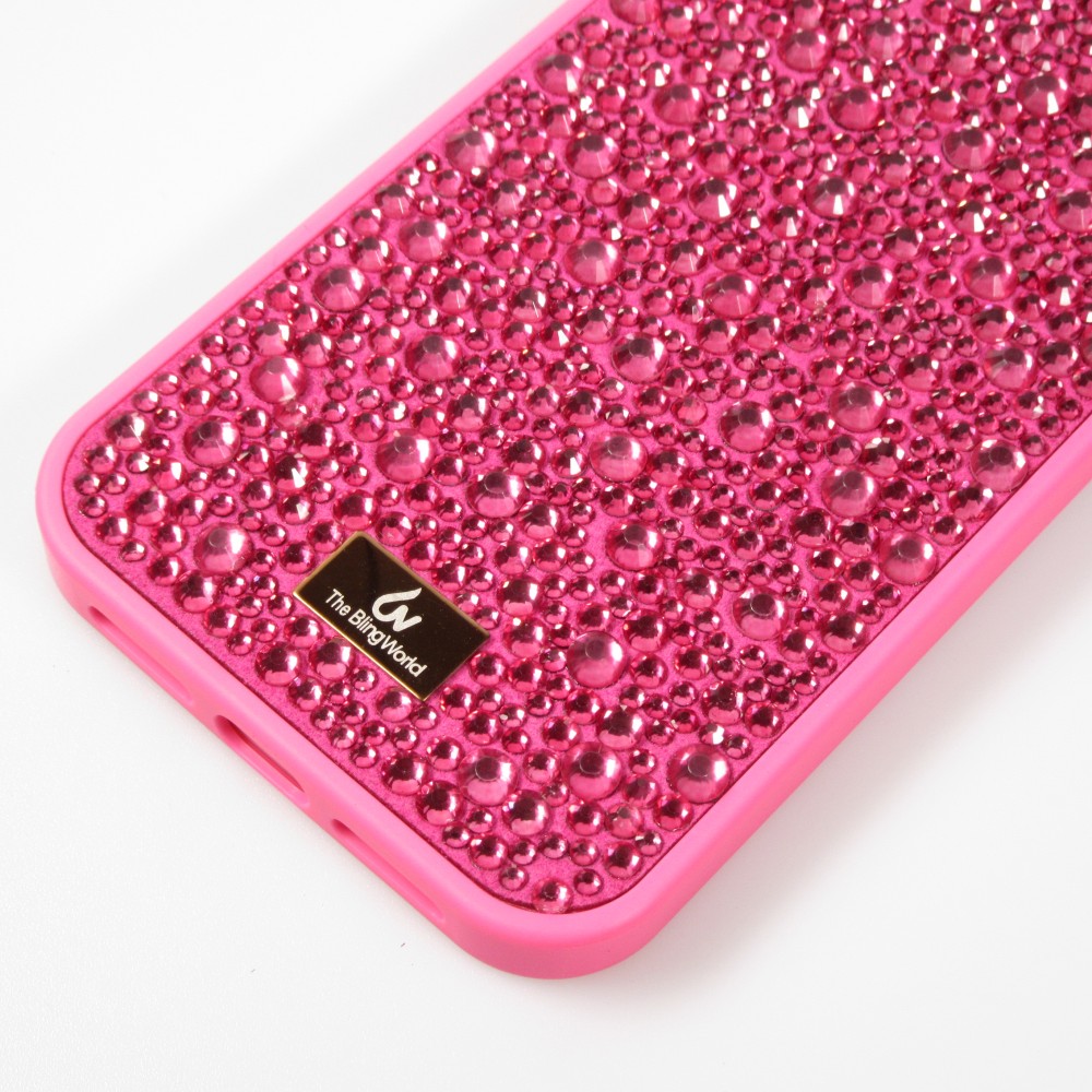 iPhone 15 Plus Case Hülle - Glitzer Diamant The Bling World - Dunkelrosa