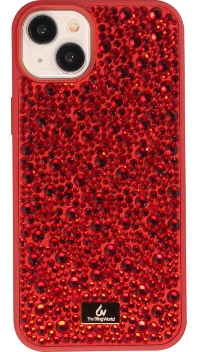 iPhone 15 Plus Case Hülle - Glitzer Diamant The Bling World - Rot