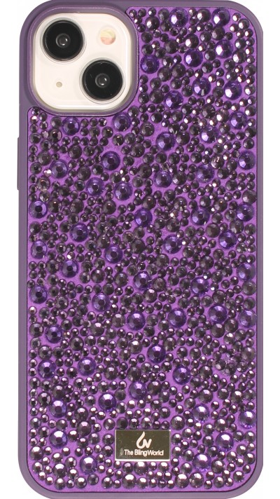 iPhone 15 Case Hülle - Glitzer Diamant The Bling World - Violett