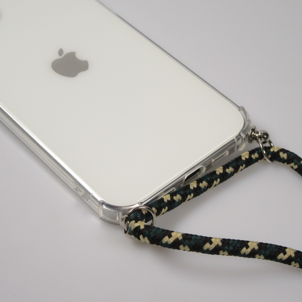 iPhone 15 Case Hülle - Gummi transparent bumper mit Seil - Grün / gold