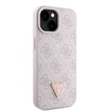 iPhone 15 Case Hülle - Guess Monogramm Kunstleder Metall-Logo und Strass mit abnehmbarem Riemen - Hellrosa