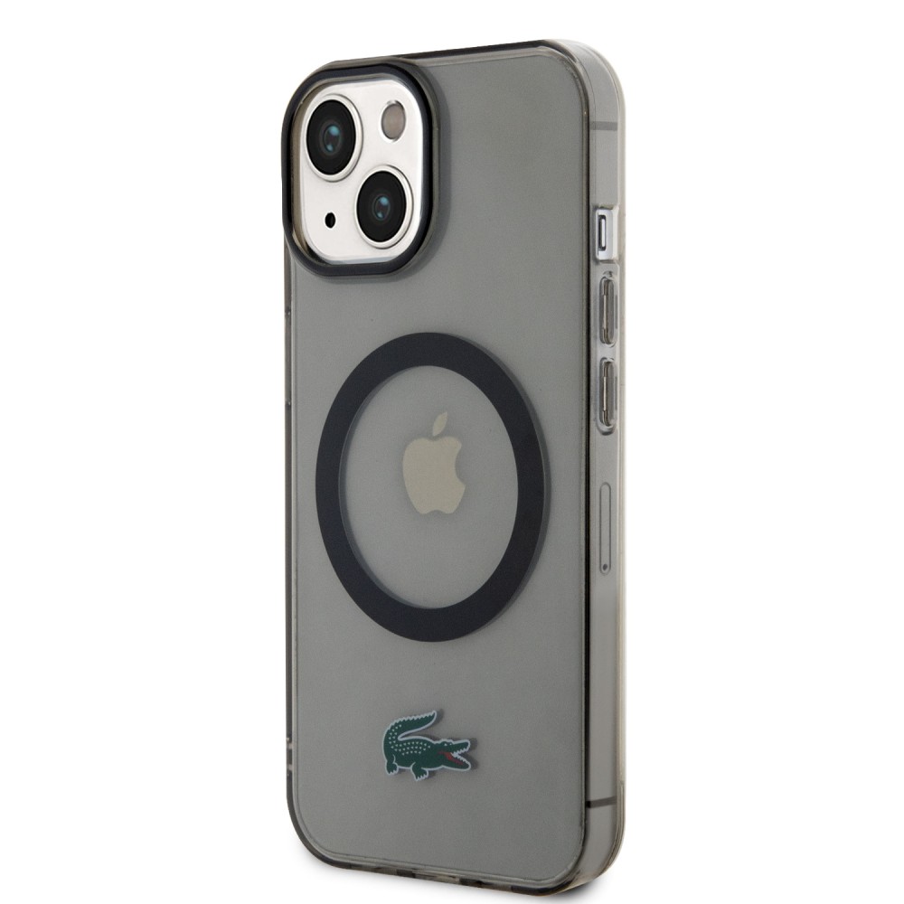 iPhone 15 Plus Case Hülle - Lacoste Transparent-Lackgel mit MagSafe - Schwarz