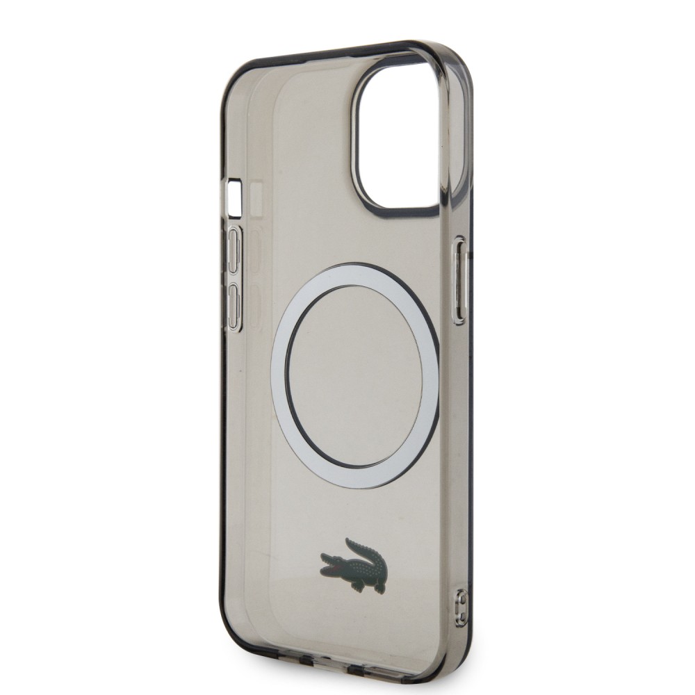 iPhone 15 Plus Case Hülle - Lacoste Transparent-Lackgel mit MagSafe - Schwarz