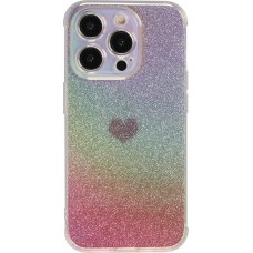 iPhone 15 Pro Case Hülle - Silikon Bumper glitzer blur mit Herz - Rosa