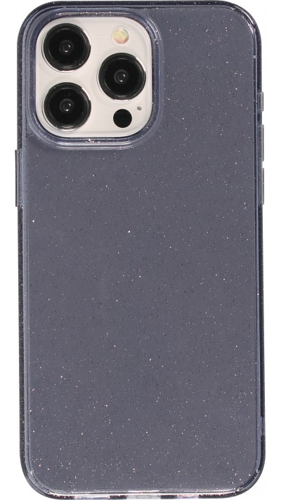 iPhone 15 Pro Max Case Hülle - Gel Gummi transparent mit Glitzerstaub - Dunkelblau