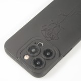 iPhone 15 Pro Max Case Hülle - Weiches Silikongel mit Kameraschutz - Minimalistische Rose - Schwarz