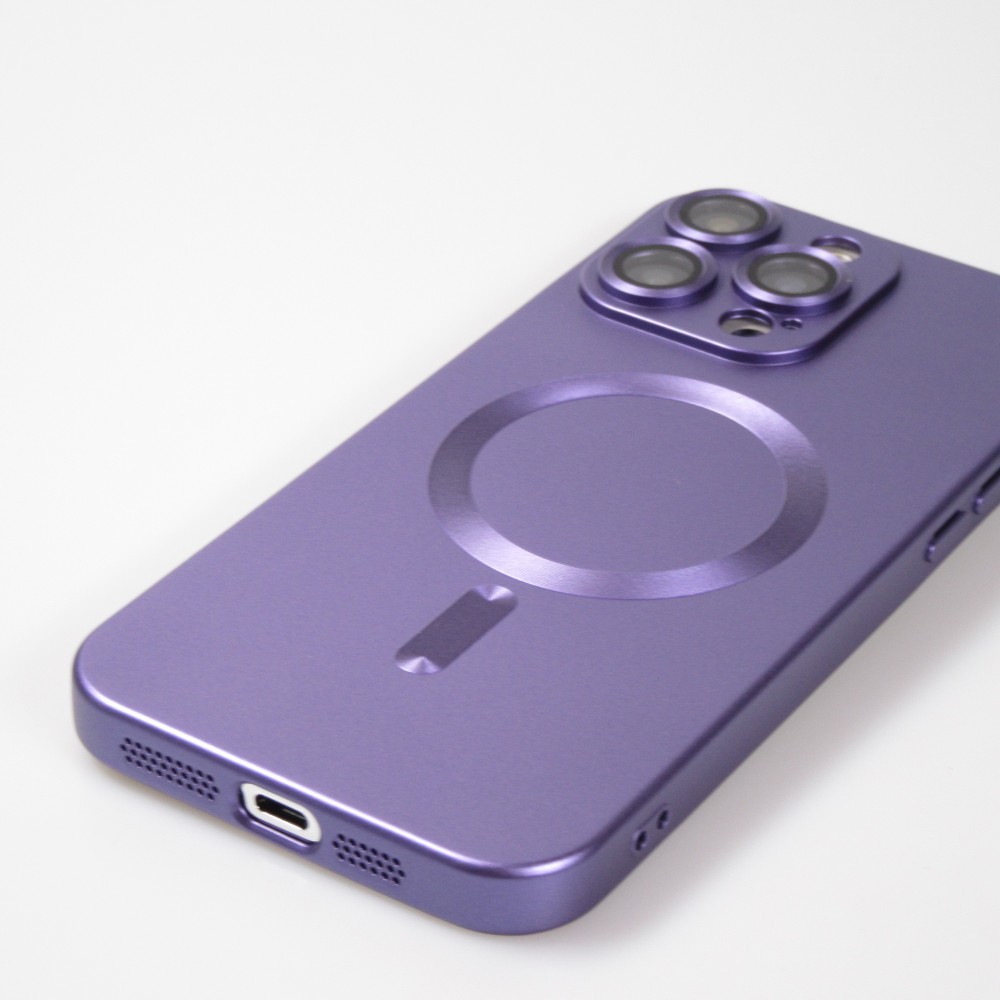 iPhone 16 Case Hülle - Gummi weich mit Kameraschutzglas MagSafe - Violett