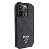 iPhone 15 Pro Case Hülle - Guess Monogramm Kunstleder Metall-Logo und Strass mit abnehmbarem Riemen - Schwarz