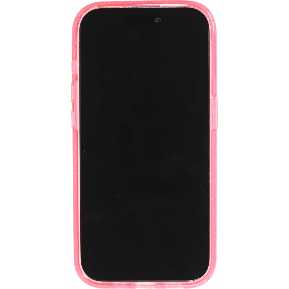 iPhone 15 Pro Max Case Hülle - Hartes Silikon mit Glitzer Rückseite und MagSafe - Rosa