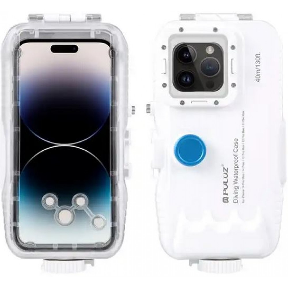 iPhone Case Hülle - Wasserdichtes Schutzcover PULUZ zum Schnorcheln und Tauchen bis 40M IPX8 Grade iPhones (small) - Weiss