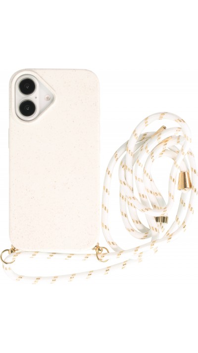 Coque iPhone 16 - Bio Eco-Friendly nature avec cordon collier - Blanc