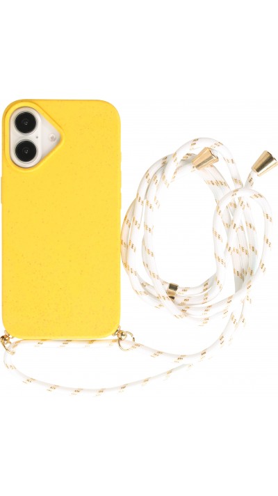 Coque iPhone 16 - Bio Eco-Friendly nature avec cordon collier jaune