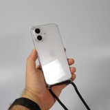 Coque iPhone 16 - Gel transparent avec lacet - Noir