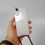 Coque iPhone 16 - Gel transparent avec lacet - Rouge