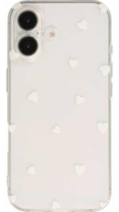 iPhone 16 Plus Case Hülle - Gummi kleines Herz - Weiss