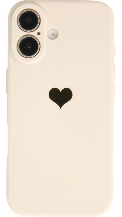 iPhone 16 Plus Case Hülle - Silikon Mat Herz gold - Beige