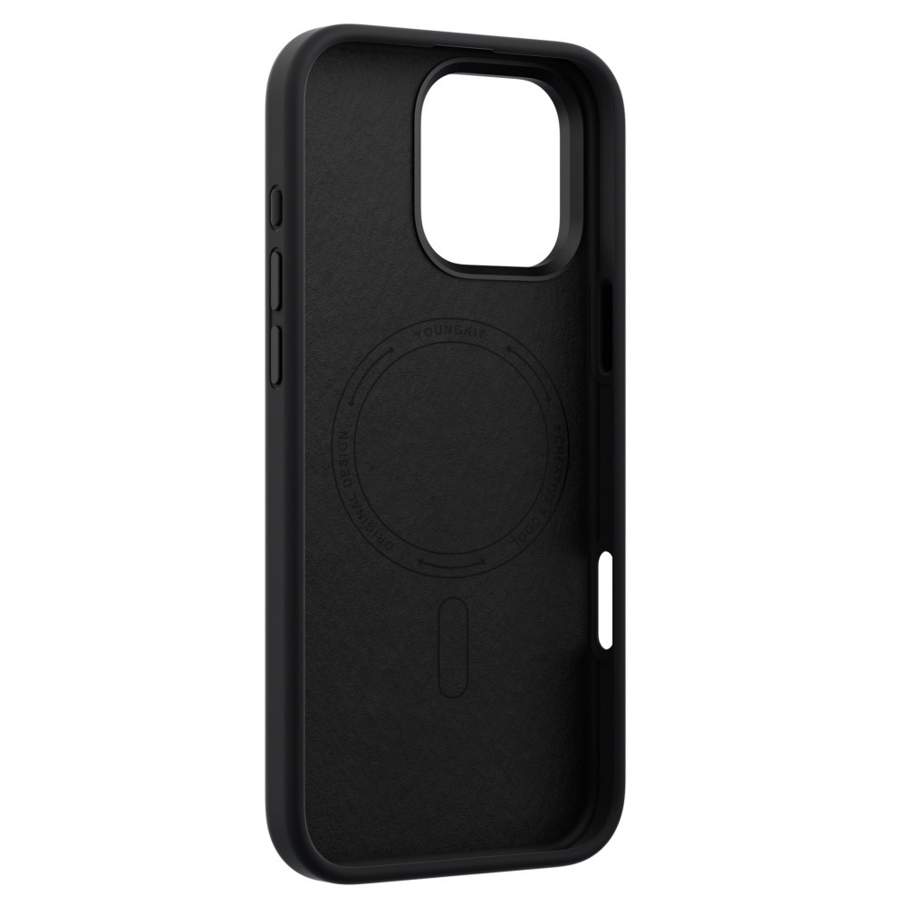 Coque iPhone 16 Pro Max - Youngkit Cream Silicone Stand Case - Noir