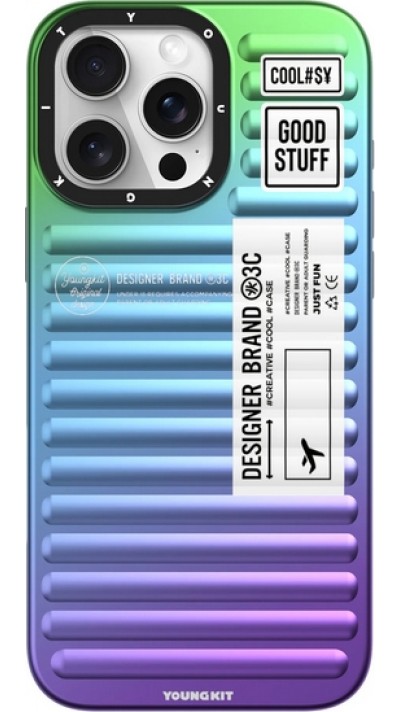 Coque iPhone 16 Pro Max - Youngkit Glow Luggage-Inspired - Bleu/violet