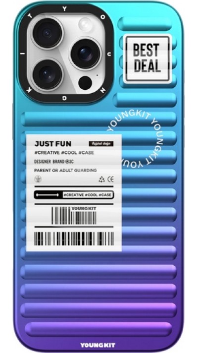 Coque iPhone 16 Pro Max - Youngkit Glow Luggage-Inspired - Violet/bleu