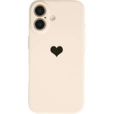 iPhone 16 Case Hülle - Silikon Mat Herz gold - Beige