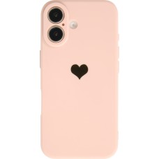 iPhone 16 Case Hülle - Silikon Mat Herz gold - Rosa