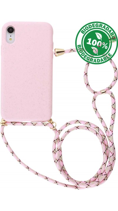 Hülle iPhone XR - Bio Eco-Friendly Vegan mit Handykette Necklace - Rosa