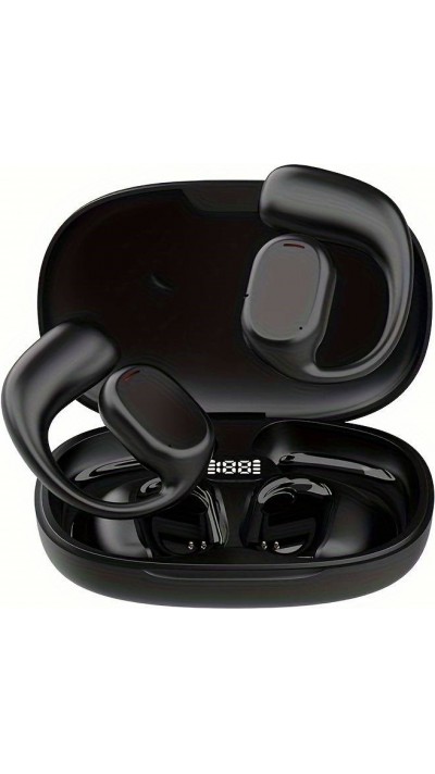 Drahtlose Bluetooth-Kopfhörer mit Knochenleitung Ohrbügel mit LED-Anzeige - Schwarz