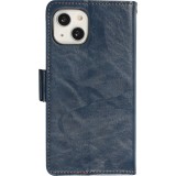 iPhone 7 / 8 / SE (2020, 2022) Leder Tasche - Flip Wallet Echtleder mit Akzentstreifen & Kartenhalter - Blau