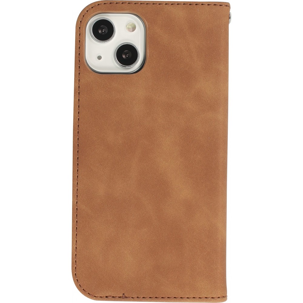 iPhone 15 Plus Leder Tasche - Flip Wallet vintage mit Magnetverschluss und Kartenhalter - Braun