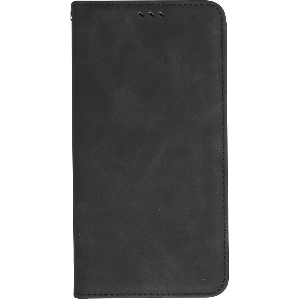 iPhone 13 Pro Leder Tasche - Flip Wallet vintage mit Magnetverschluss und Kartenhalter - Schwarz