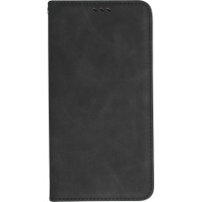 iPhone 15 Pro Max Leder Tasche - Flip Wallet vintage mit Magnetverschluss und Kartenhalter - Schwarz