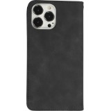 iPhone 13 Pro Leder Tasche - Flip Wallet vintage mit Magnetverschluss und Kartenhalter - Schwarz