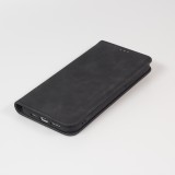 iPhone 13 Pro Leder Tasche - Flip Wallet vintage mit Magnetverschluss und Kartenhalter - Schwarz