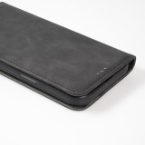 iPhone 13 Pro Leder Tasche - Flip Wallet vintage mit Magnetverschluss und Kartenhalter - Schwarz