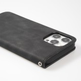 iPhone 13 Pro Leder Tasche - Flip Wallet vintage mit Magnetverschluss und Kartenhalter - Schwarz