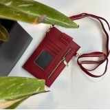 Elegantes umhänge Etui universel für Smartphone bis 6.7 Zoll aus Kunstleder mit Brieftasche - Rot