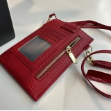 Elegantes umhänge Etui universel für Smartphone bis 6.7 Zoll aus Kunstleder mit Brieftasche - Rot