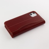 Fourre iPhone 11 - Flip Fierre Shann cuir véritable - Rouge