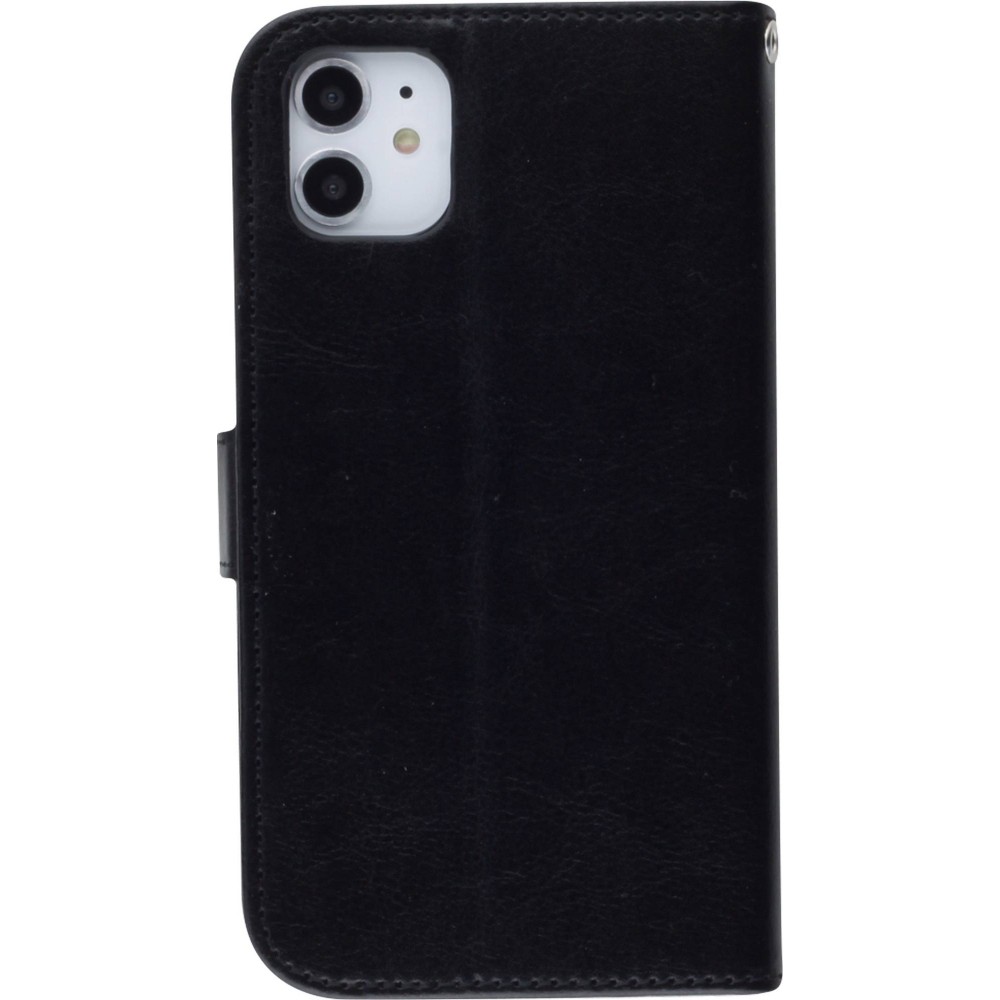 Hülle iPhone 13 mini - Premium Flip Leder Tasche - Schwarz