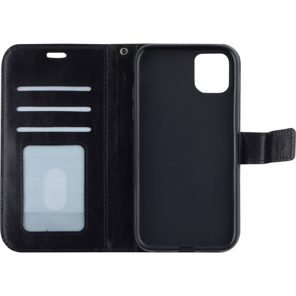 Hülle iPhone 13 mini - Premium Flip Leder Tasche - Schwarz