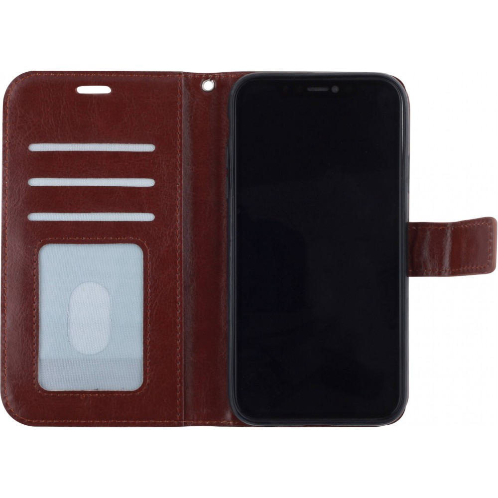 Hülle iPhone 16 Pro - Premium Flip Leder Tasche - Braun