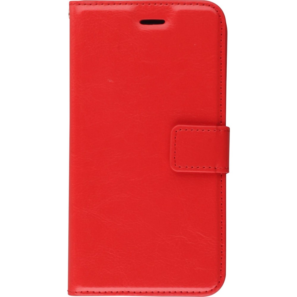 Fourre iPhone 16 Pro Max - Premium Flip cuir lisse porte-cartes - Rouge