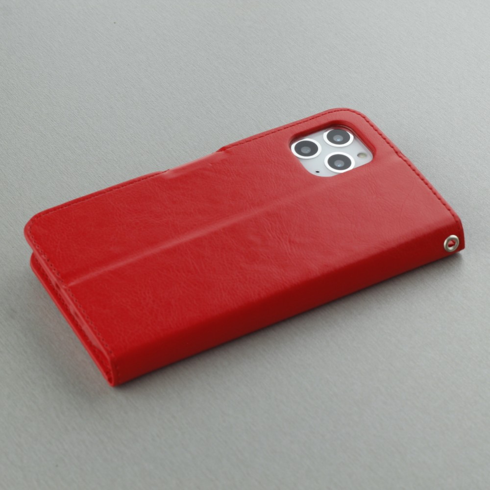 Hülle iPhone 16 Pro - Premium Flip Leder Tasche - Rot