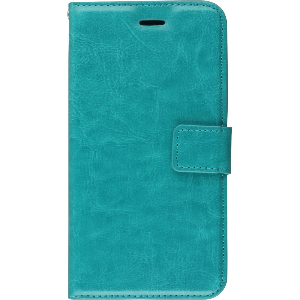 Fourre iPhone 16 Pro - Premium Flip cuir lisse porte-cartes - Turquoise