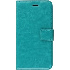 Fourre iPhone 16 Pro - Premium Flip cuir lisse porte-cartes - Turquoise