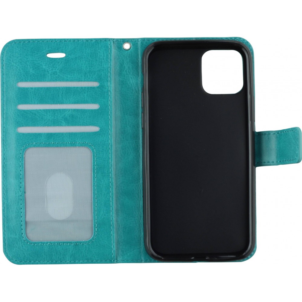 Fourre iPhone 14 Pro Max - Premium Flip cuir lisse porte-cartes - Turquoise