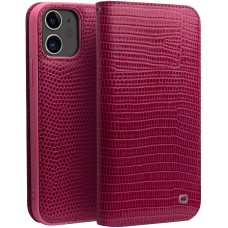 Hülle iPhone 15 - Qialino Croco Flip Echtleder - Rosa