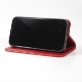 Fourre iPhone 15 Plus - Flip Fierre Shann cuir véritable - Rouge