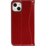 Fourre iPhone 15 Plus - Flip Fierre Shann cuir véritable - Rouge